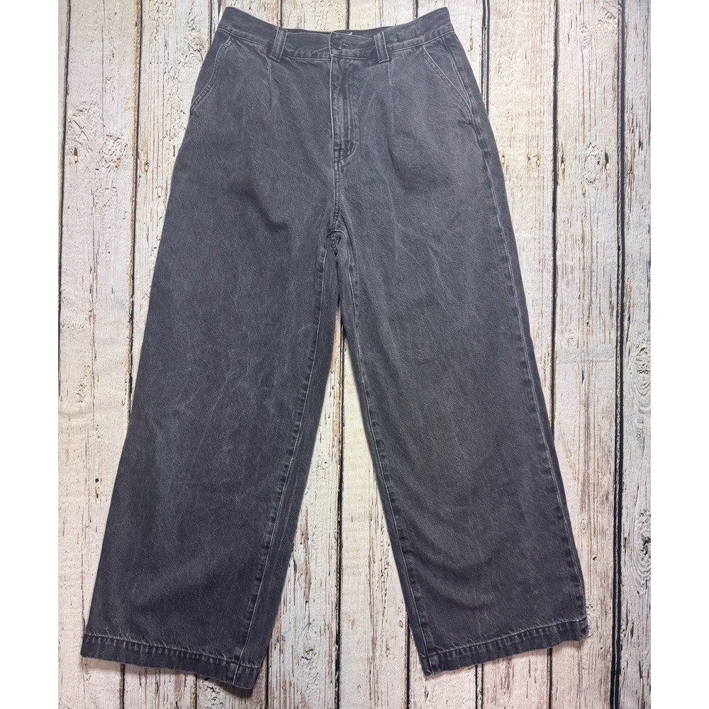 Madewell Jeans Sz 28 Dark Wash Black‎ Gray The Harlow Wide Leg Retro Relaxed